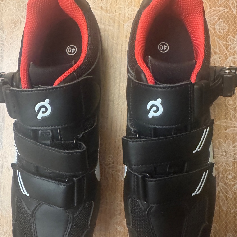 Peloton Black and Red Cycling Shoes